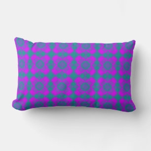 Rosa Türkis Lila Karo Argyle-Muster Lendenkissen