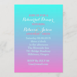 Rosa türkis ombre Hochzeitsessen Probe Einladung