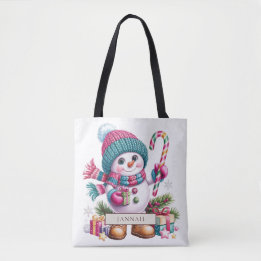 Rosa Türkis Schneemann Candy Cane Weihnachtsname