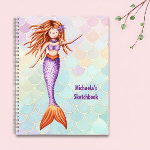 Rosa Türkis Schuppen Meerjungfrau Skizzenbuch Notizbuch