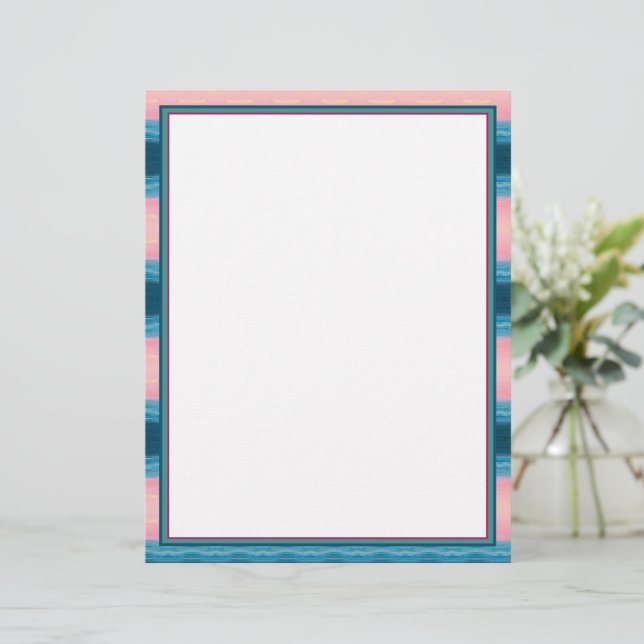 Rosa Türkis und Aquamarin Blau Briefbogen (Stehend Vorderseite)