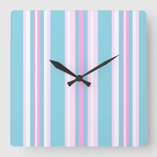 Rosa, Türkis, weißer Liegestuhl - Wandschloss Quadratische Wanduhr (Vorderseite)