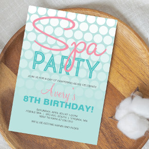 Rosa Türkise Moderne Spa-Party-Geburtstagseinladun Einladung