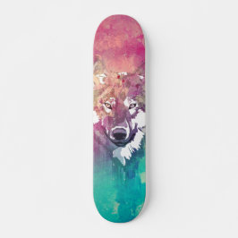 Rosa Türkiswatercolor-künstlerischer abstrakter Skateboard