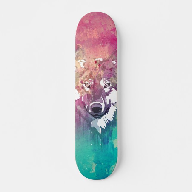 Rosa Türkiswatercolor-künstlerischer abstrakter Skateboard (Vorne)