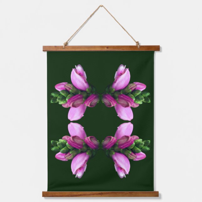 Rosa Turtlehead-Blume Abstrakt Wandteppich Mit Holzrahmen (Vorderseite)