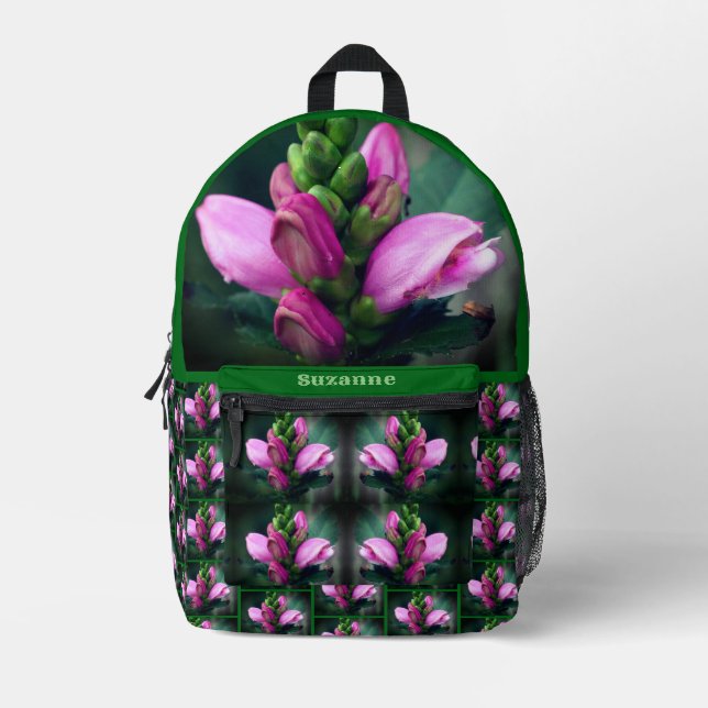 Rosa Turtlehead-Blume Personalisiert Bedruckter Rucksack (Vorderseite)