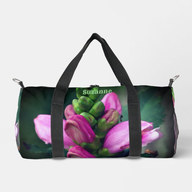 Rosa Turtlehead-Blume Personalisiert Duffle Bag (Vorderseite)