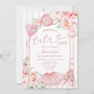 Rosa Tutu Süße Balletttänzerin Schleife Mädchen 2. Einladung