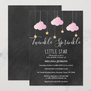 Rosa Twinkle Sprinkle Baby Sprinkle Schiefertafel Einladung