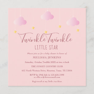 Rosa Twinkle Twinkle Little Star Baby Shower Einladung