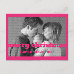 Rosa Typografie Frohe Weihnachtszeit Foto Postkart Feiertagspostkarte