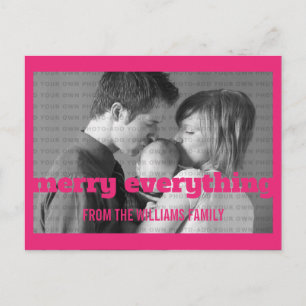 Rosa Typografie Merry Alles Foto Postkarte