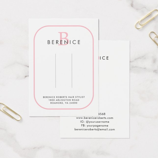 Rosa Typografie Monogram Logo-Haarklammern Anzeige (Büro)