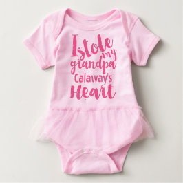 Rosa Typografie Stole Mein Großvater Herz mit Name Baby Strampler