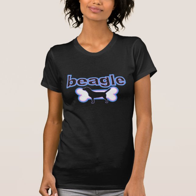 Rosa u. blauer Beagle T-Shirt (Vorderseite)