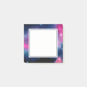 Rosa u. blauer Galaxie-Nebelfleck u. Sterne Post-it Klebezettel