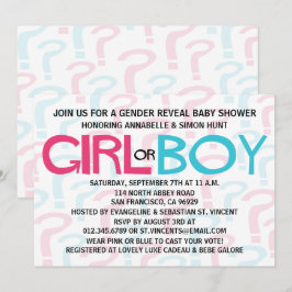 Rosa u. blaues Geschlecht decken Einladung