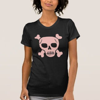 Rosa u. brauner Schädel-T - Shirt