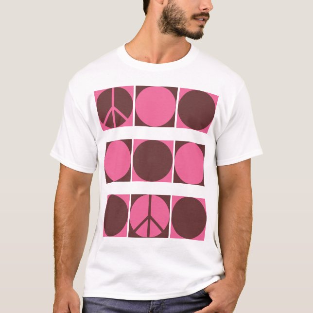 Rosa u. Brown-Friedenspunkte T-Shirt (Vorderseite)