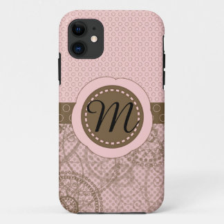 Rosa u. Brown-Tupfen-Monogramm-Fall Case-Mate iPhone Hülle