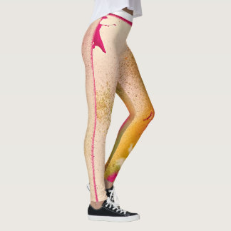Rosa u. gelbe Feder-Leggings Leggings