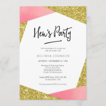 Rosa u. Glitter der Party Einladung | der Henne