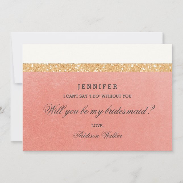 Rosa u. goldener Glitzer | sind Sie meine Einladung (Vorderseite)