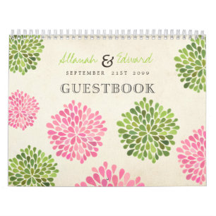 Rosa u. grüne Hochzeits-personalisiertes Kalender