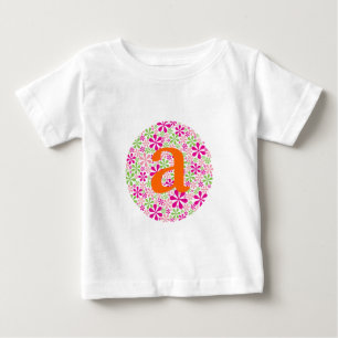 Rosa u. grüner Blumen-Power Baby T-shirt