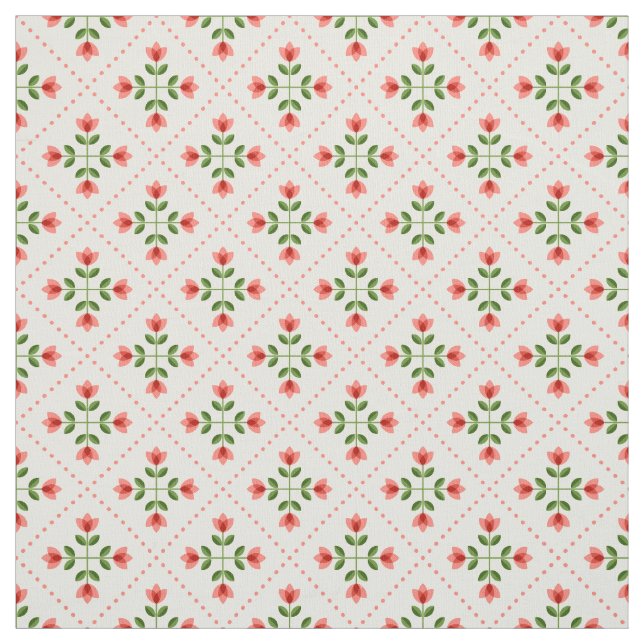 Rosa u. grünes Steppdecken-Volkskunst-mit Stoff (Muster)