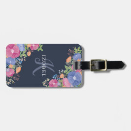 Rosa u. lila Blumen-Monogramm Gepäckanhänger