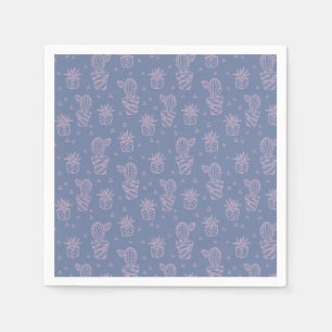 Rosa u. lila Cartoon-Kaktus-Muster Serviette