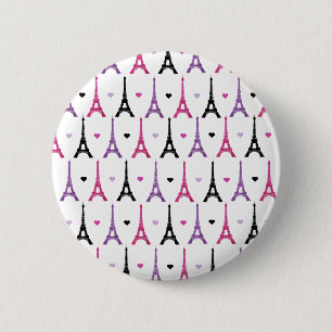 Rosa u. lila Eiffel-Turmmuster Button