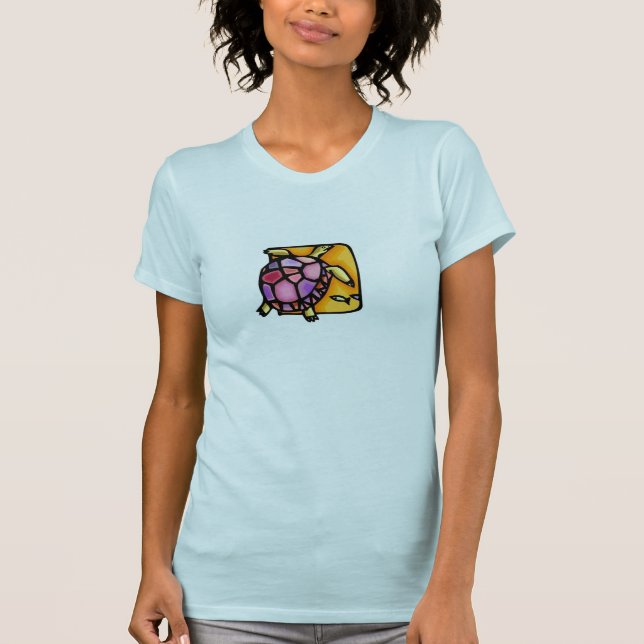 Rosa u. lila Mosaikart Schildkröte-T-Shirt T-Shirt (Vorderseite)