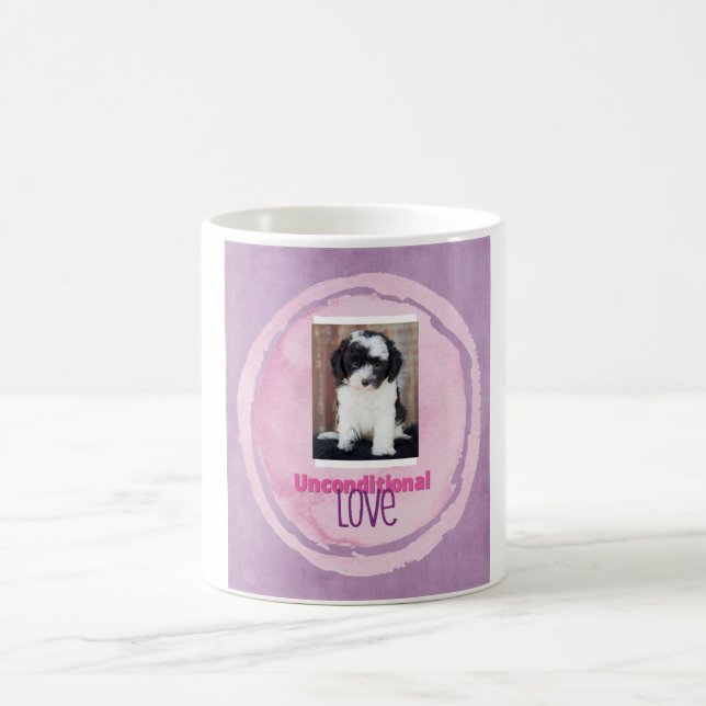 Rosa u. lila unbedingte Liebe-HundeFoto-Tasse Kaffeetasse (Mittel)