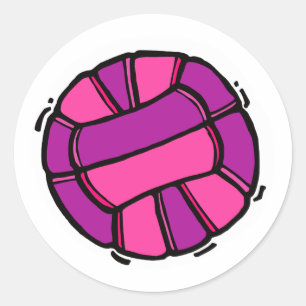 Rosa u. lila Volleyball Runder Aufkleber