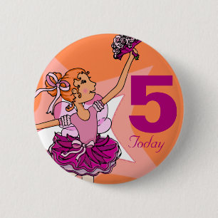 Rosa u. orange Mädchengeburtstagsknopf der Button