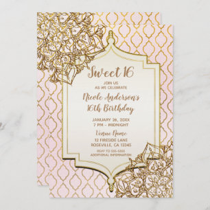 Rosa u. Party des Goldmarokkanisches arabische Einladung