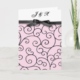 Rosa u. schwarze Hochzeitseinladung Einladung