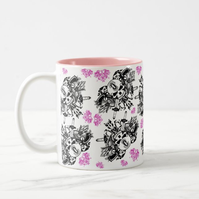 Rosa u. schwarze O'Kane Logo-Tasse Zweifarbige Tasse (Links)