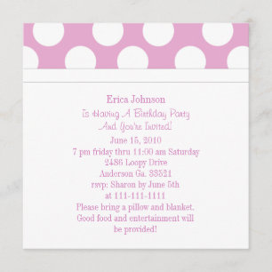 Rosa u. weiße Polka-Punkt-Party Einladungen