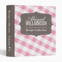 Rosa u. weißer Gingham-südliche Rezept-Mappe