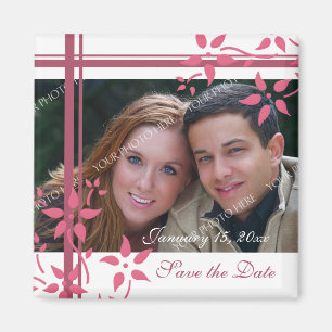 Rosa-u. weißerblumenFoto-Save the Date Magnet