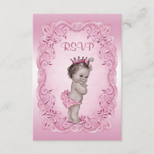 Rosa UAWG Vintag Princess Baby Dusche RSVP Karte