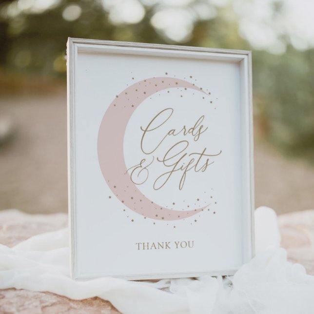 Rosa über dem Mond Babyduschkarten und Geschenke Poster (Von Creator hochgeladen)