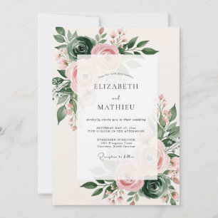 Rosa Überfluss Hochzeit im Frühling Einladung