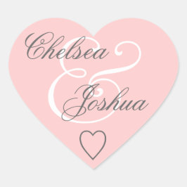 Rosa Umschlag Aufkleber Wedding Heart V07