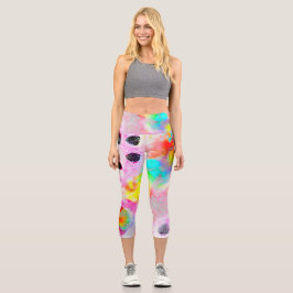 Rosa und Aqua Abstrakt Capri Leggings
