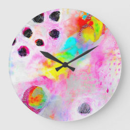 Rosa und Aqua Abstrakt Große Wanduhr